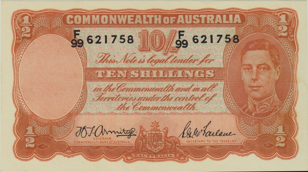 1942 Ten Shilling Armitage/McFarlane R13 good EF product image