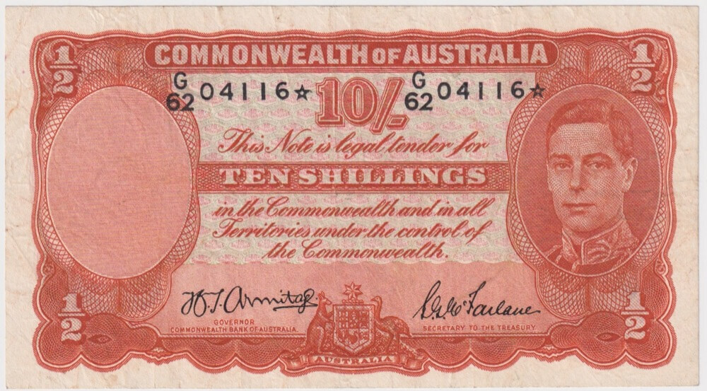 1942 Ten Shilling Armitage/McFarlane R13S about VF product image