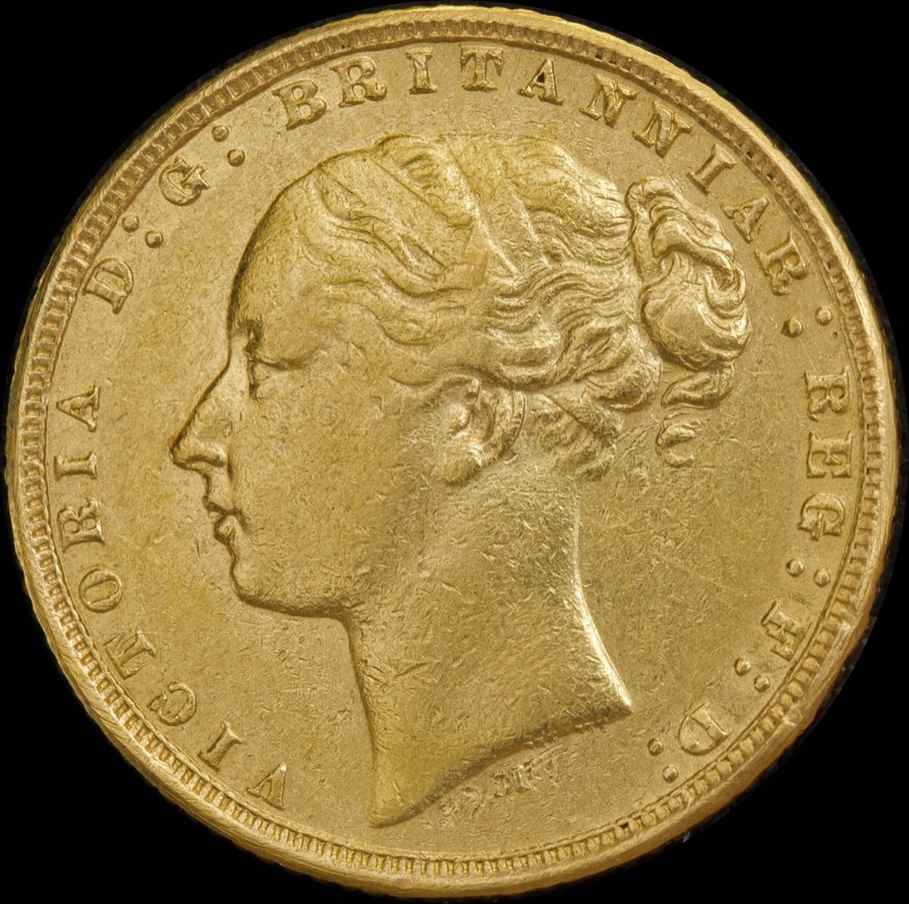 1872 Melbourne Young Head Sovereign good VF product image