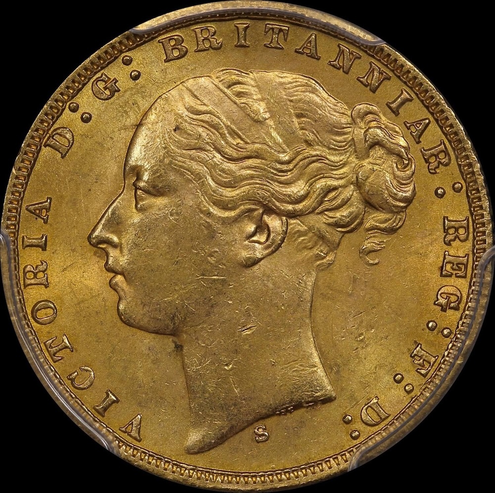 1874 Sydney Young Head Sovereign Unc (PCGS MS62) product image