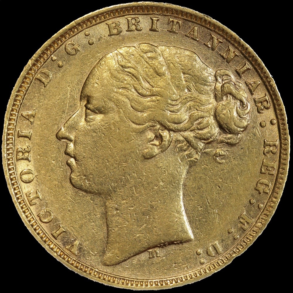1875 Melbourne Young Head Sovereign good VF product image