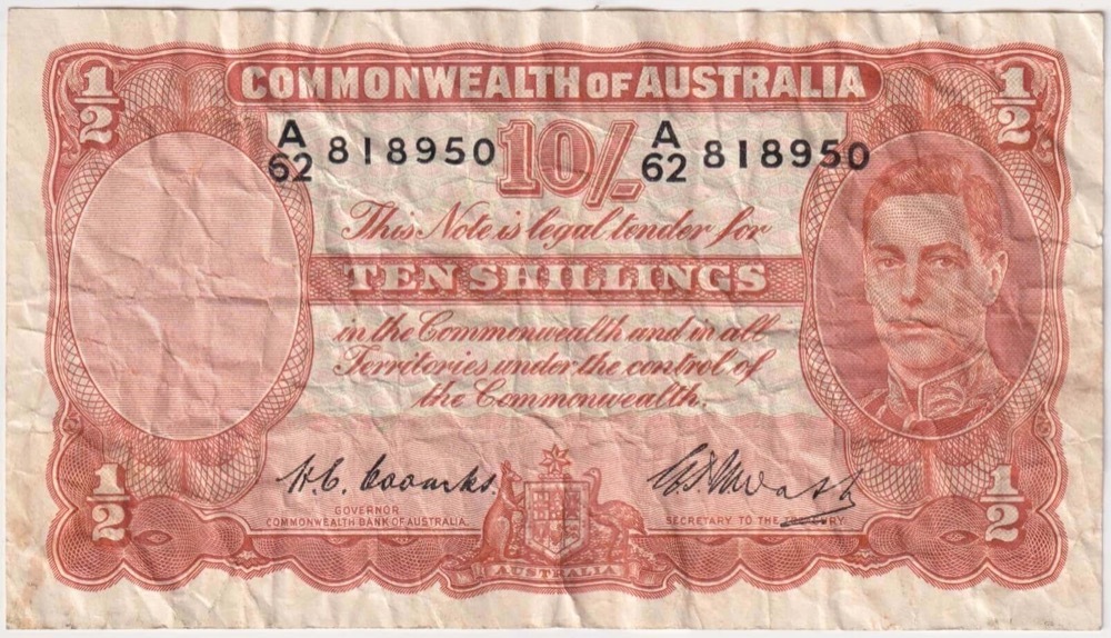 1949 Ten Shilling Coombs/Watt R14 about VF product image