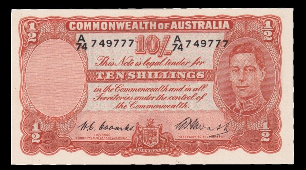 1949 Ten Shilling Coombs/Watt R14 good EF product image