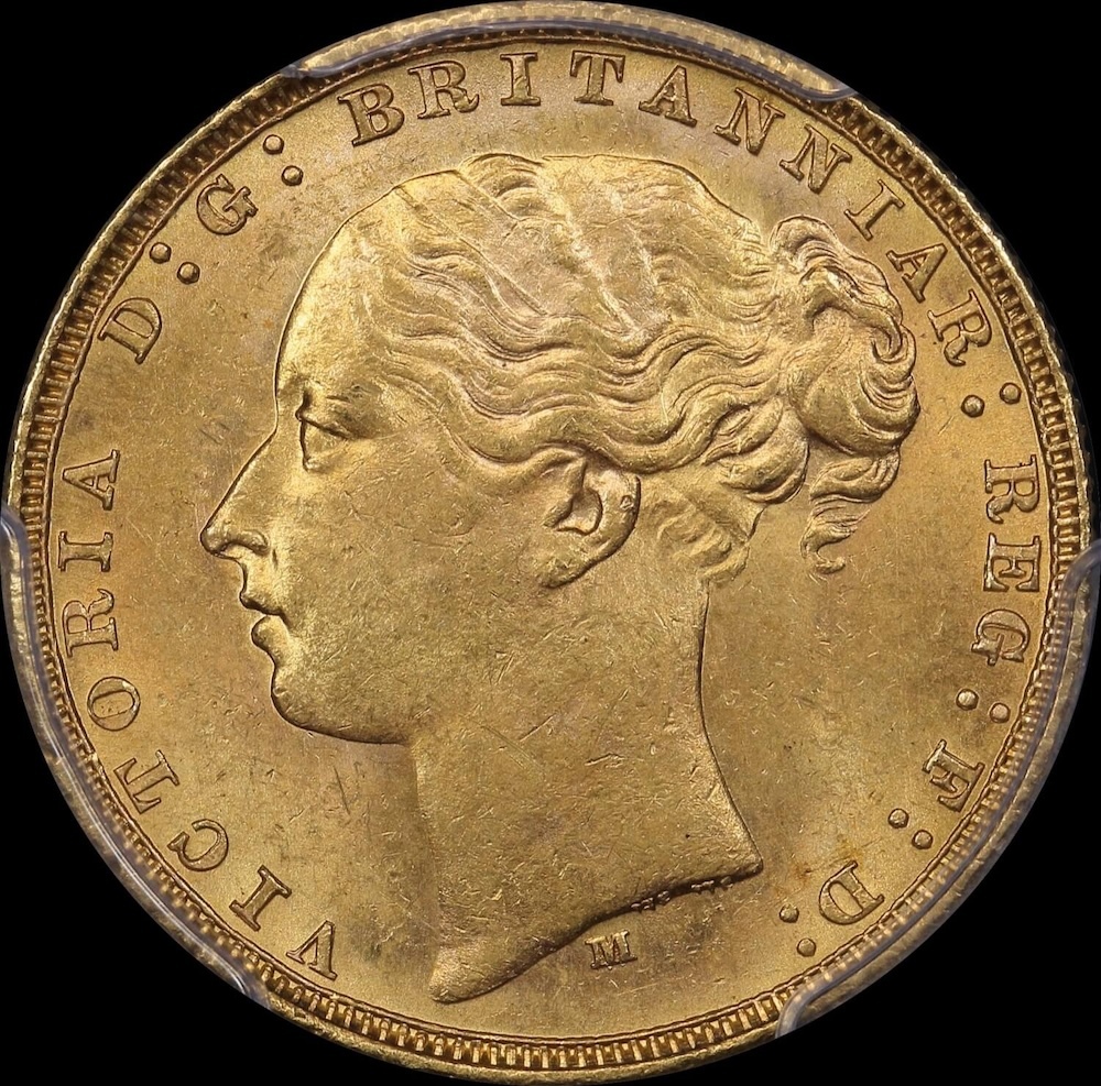 1878 Melbourne Young Head Sovereign Unc (PCGS MS62) product image
