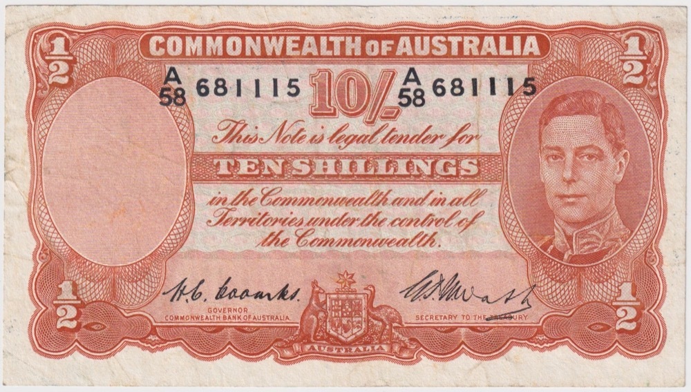 1949 Ten Shilling Coombs/Watt R14 Very Fine product image