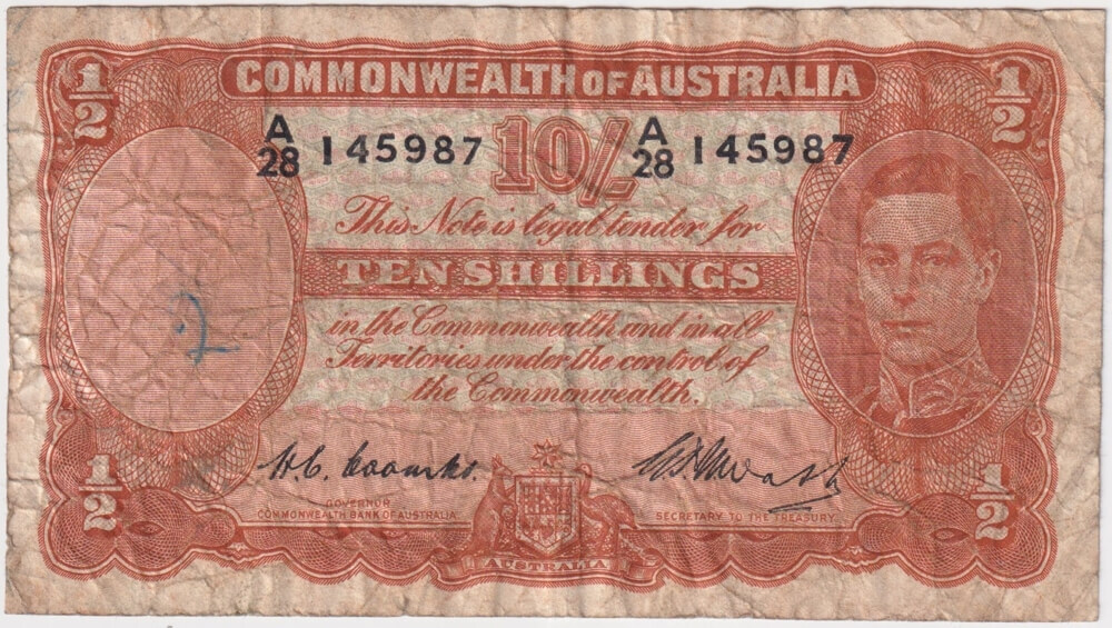 1949 Ten Shilling Coombs/Watt R14 Very Good product image