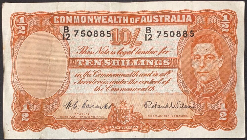 1952 Ten Shilling Coombs/Wilson R15 good VF product image