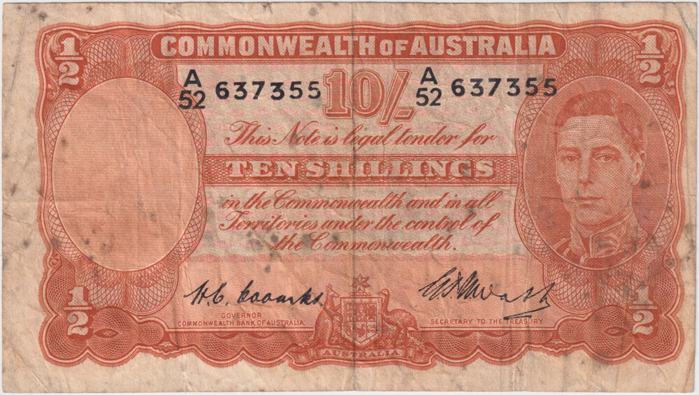 1952 Ten Shilling Coombs/Wilson R15 Very Good product image