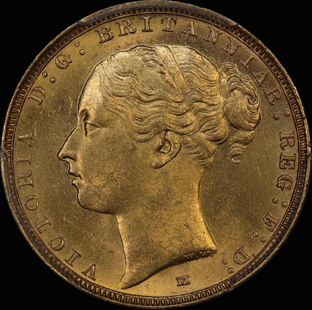 1884 Melbourne Young Head Sovereign Choice Unc (PCGS MS63) product image