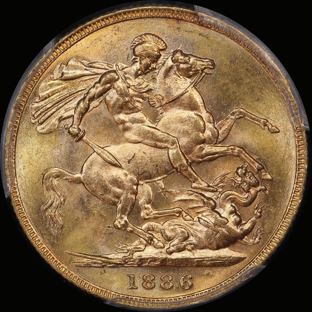 1886 Melbourne Young Head Sovereign Choice Unc (PCGS MS63) product image