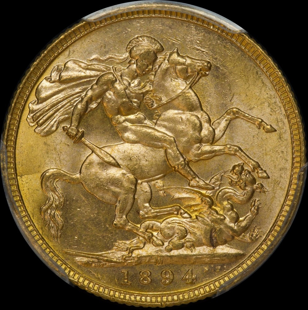 1894 Melbourne Veiled Head Sovereign Unc (PCGS MS62) product image