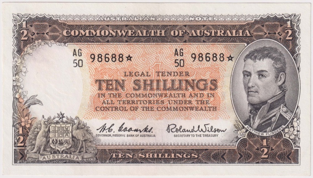 1961 Ten Shilling Star Note Coombs/Wilson R17s good EF product image