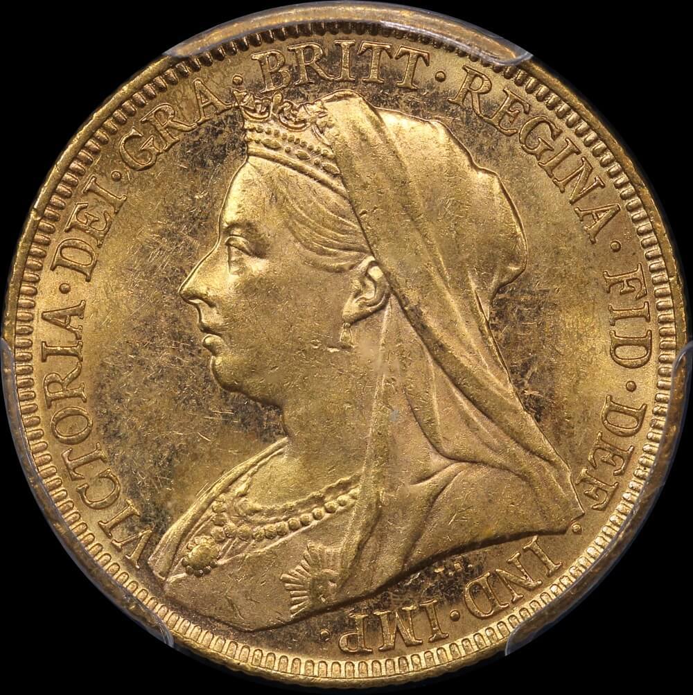 1895 Melbourne Veiled Head Sovereign Unc (PCGS MS62) product image