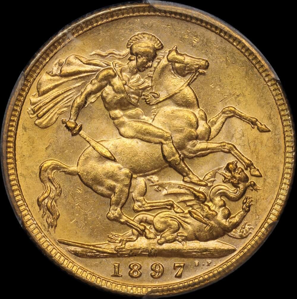 1897 Melbourne Veiled Head Sovereign Unc (PCGS MS62) product image