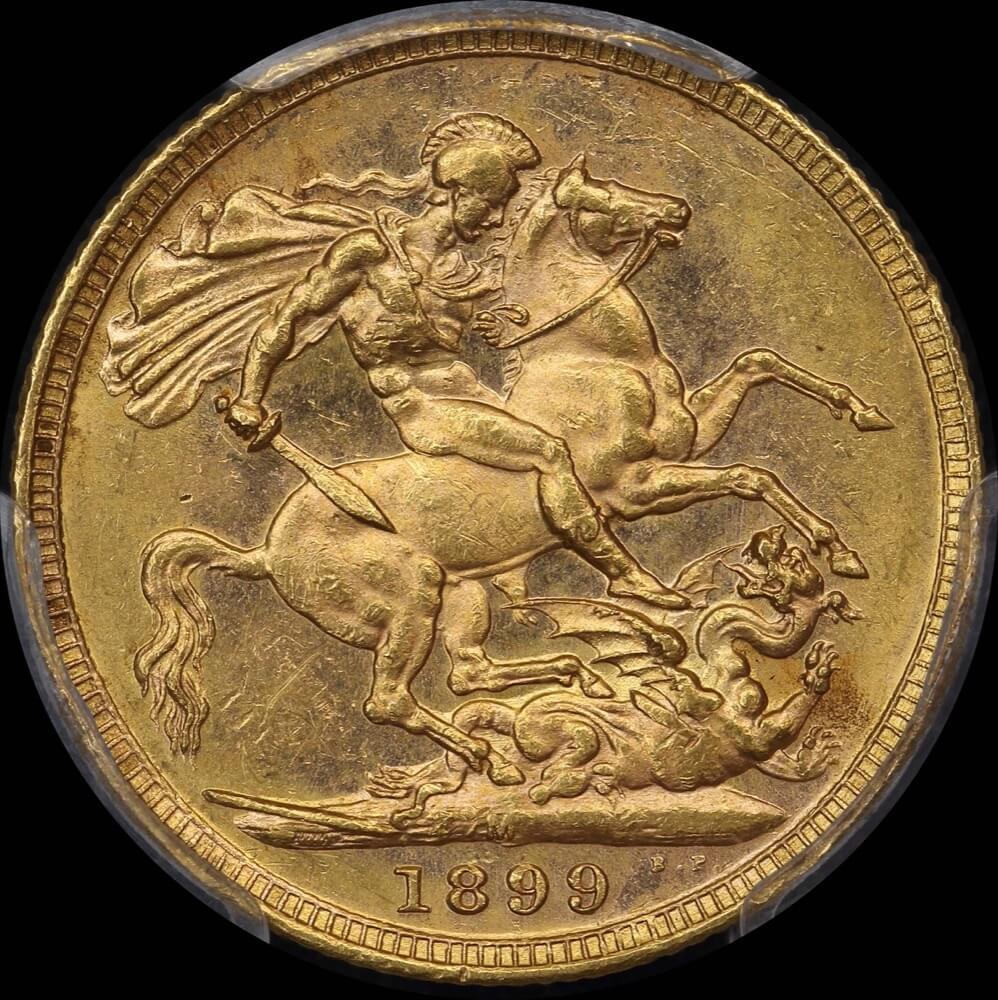 1899 Melbourne Veiled Head Sovereign PCGS AU58 product image