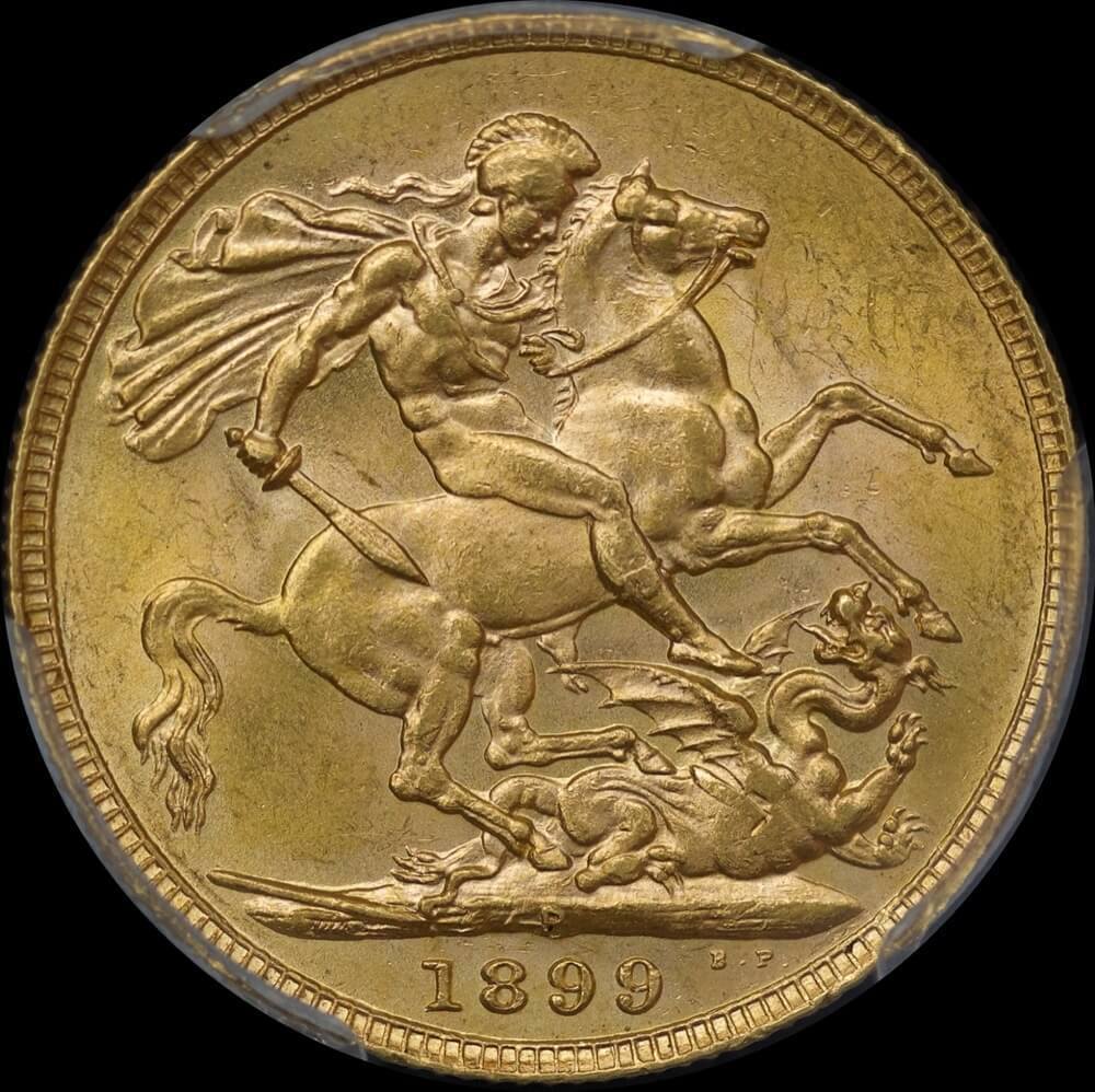 1899 Perth Veiled Head Sovereign PCGS AU58 product image