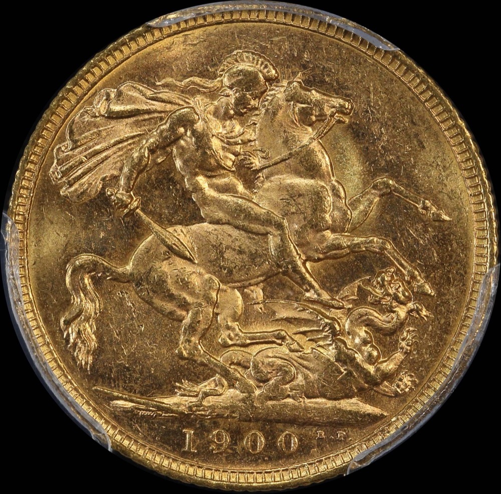 1900 Melbourne Veiled Head Sovereign Unc (PCGS MS61) product image