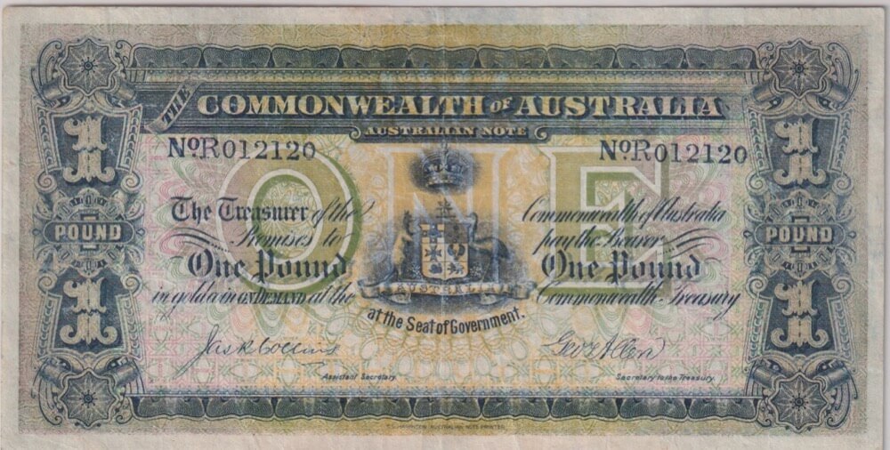 1914 One Pound Collins/Allen R18B Very Fine PCGS VF20 product image