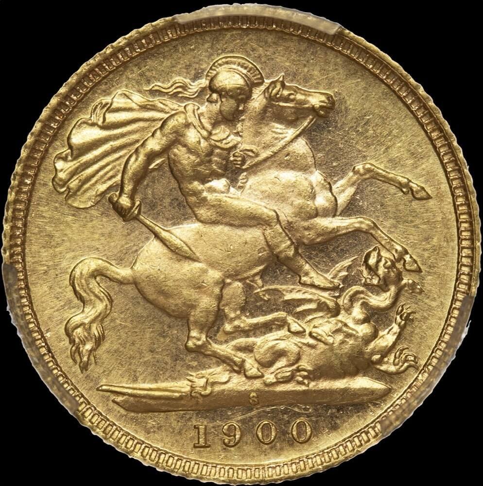 1900 Sydney Veiled Head Half Sovereign Unc (PCGS MS62) product image