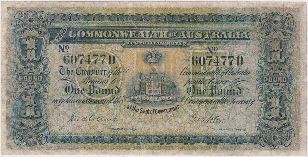 1915 One Pound Collins/Allen R18D about Fine product image