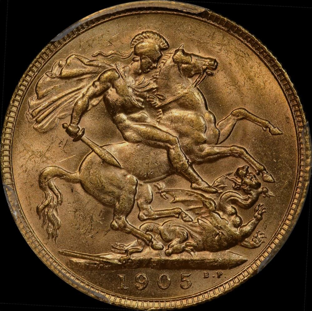 1905 Perth Edward VII Sovereign Choice Unc (PCGS MS63) product image