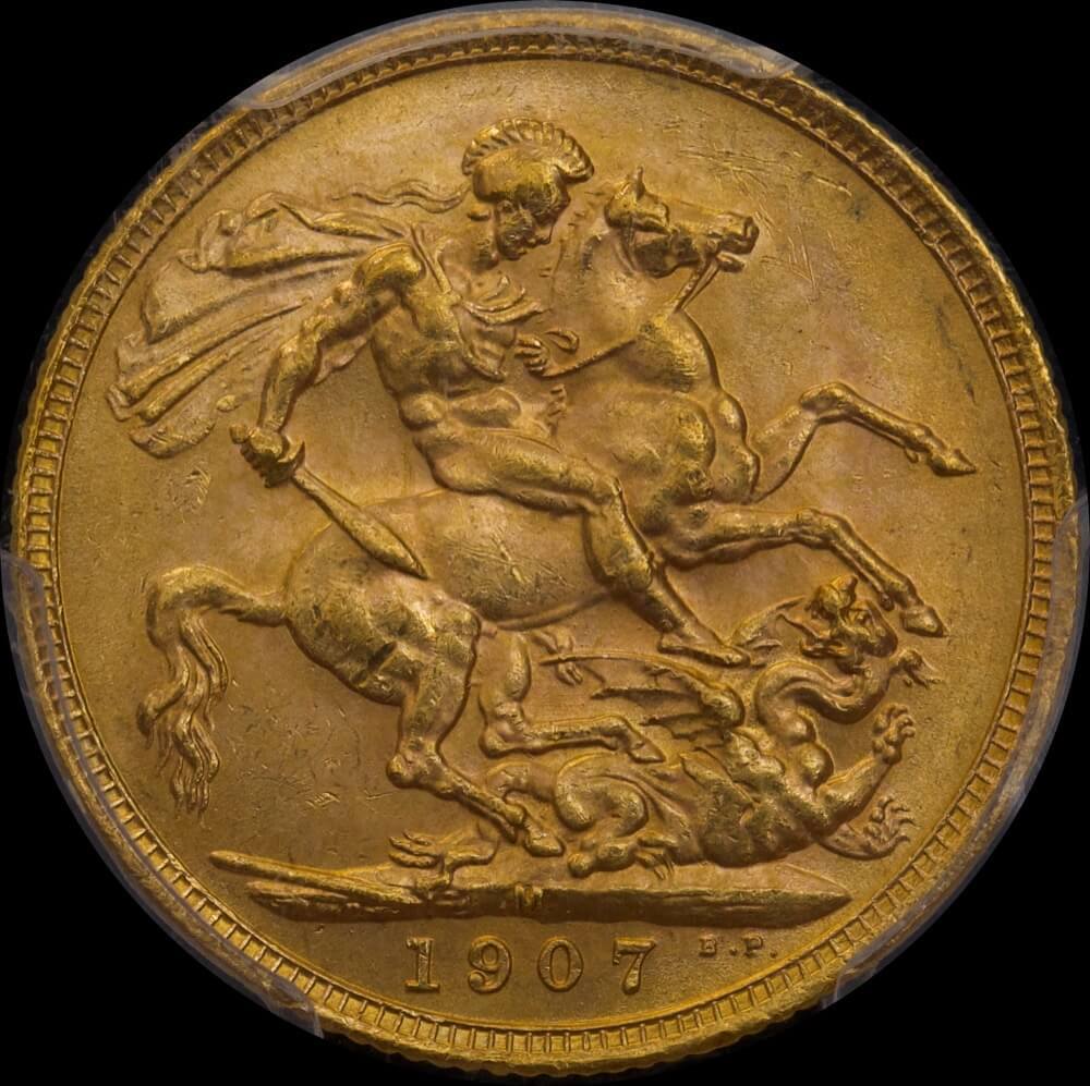 1907 Melbourne Edward VII Sovereign Choice Unc (PCGS MS64) product image