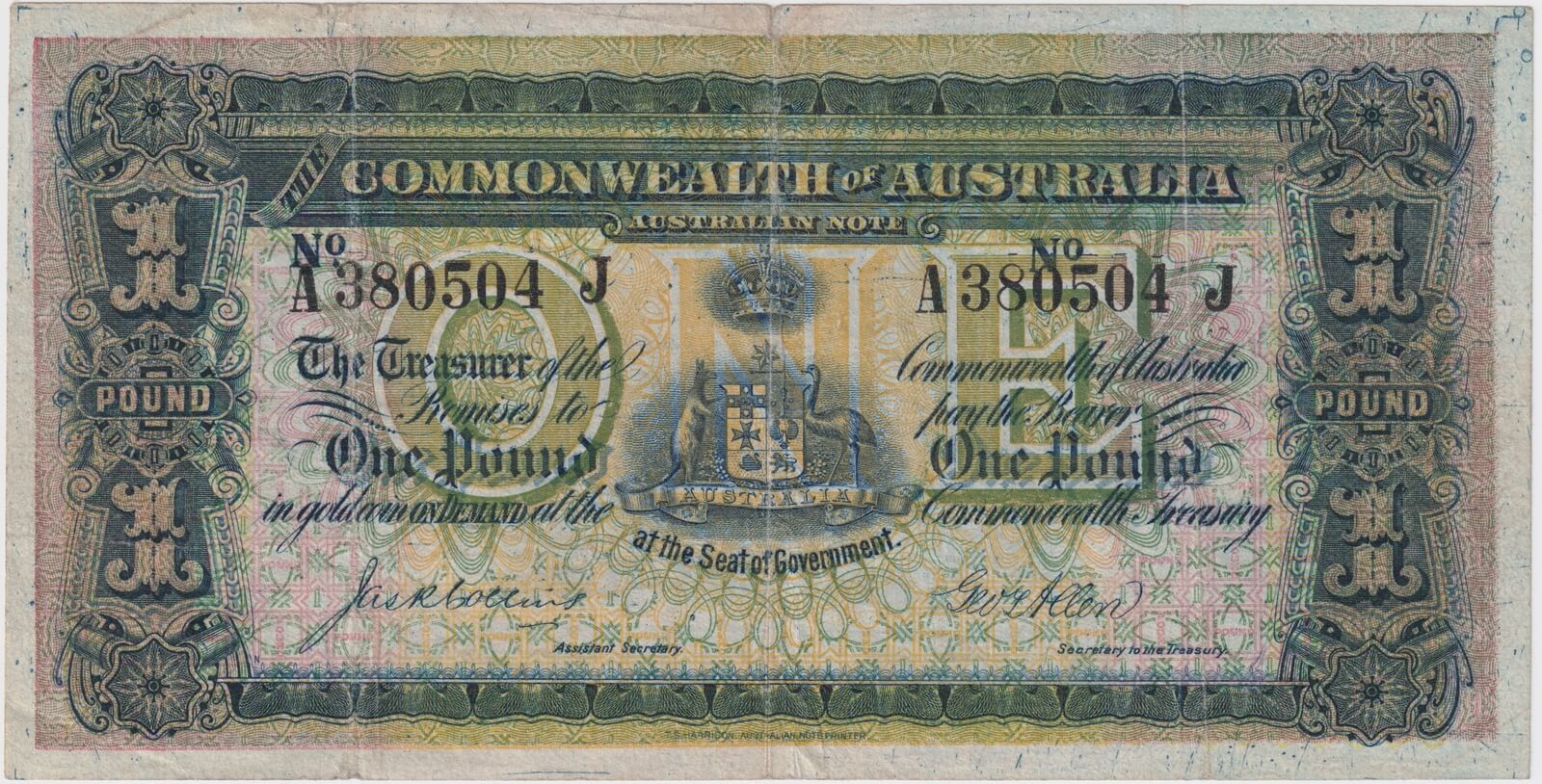 1916 One Pound Collins/Allen R18E about Fine product image