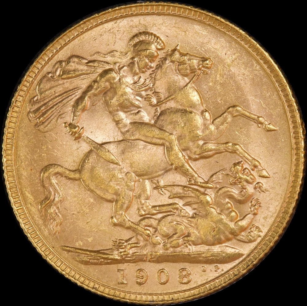 1908 Perth Edward VII Sovereign about Unc product image