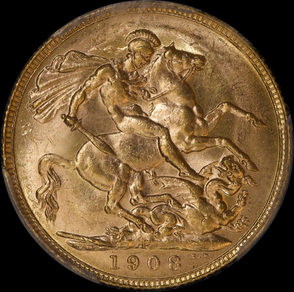 1908 Perth Edward VII Sovereign Choice Unc (PCGS MS63+) product image