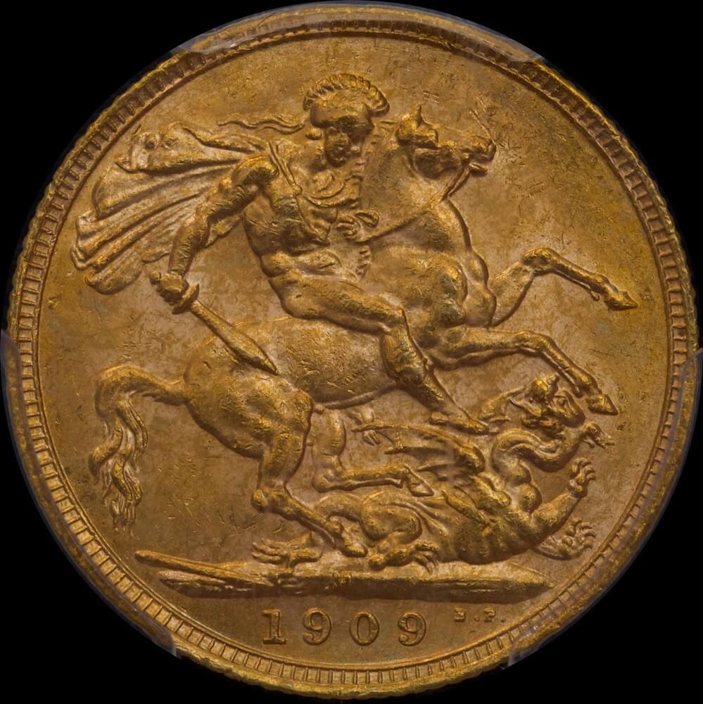 1909 Melbourne Edward VII Sovereign Unc (PCGS MS62+) product image