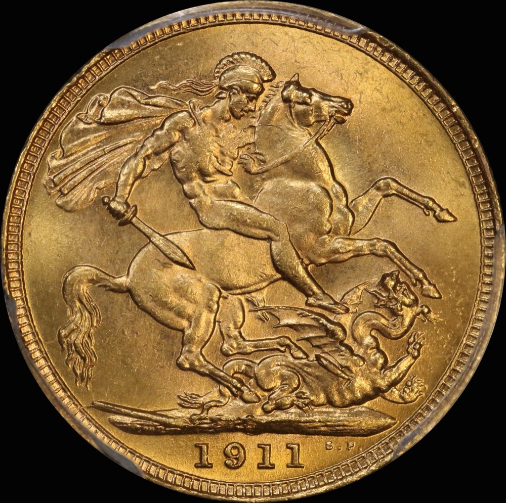 1911 Sydney George V Large Head Sovereign Choice Unc (PCGS MS64) product image
