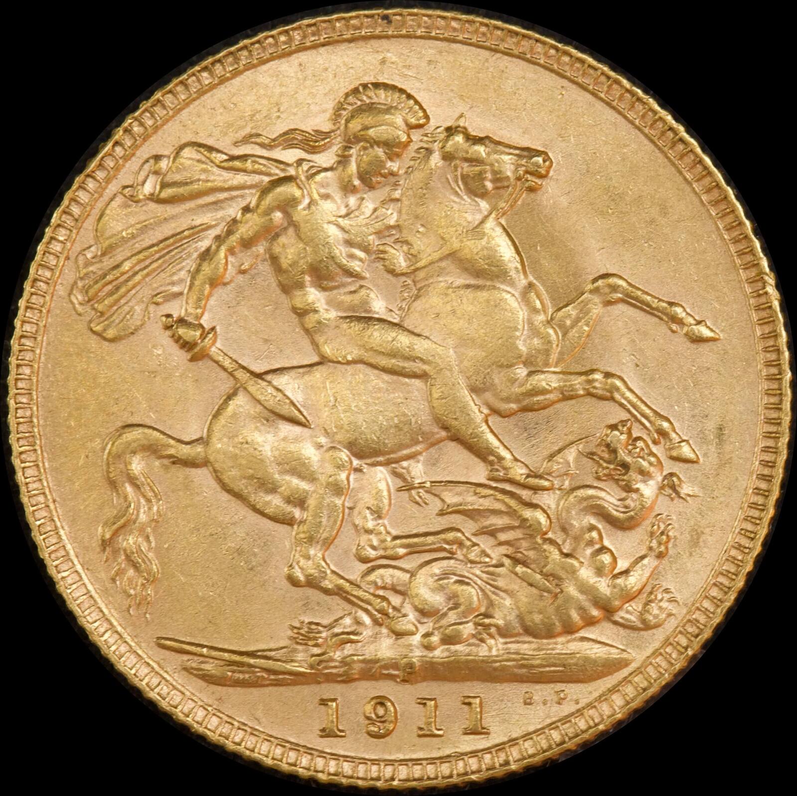 1911 Perth George V Large Head Sovereign about Unc product image