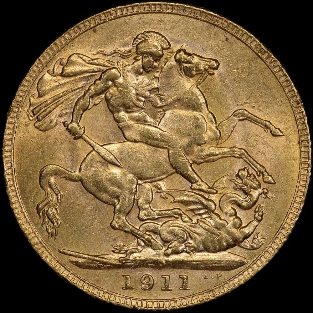 1911 Perth George V Large Head Sovereign about Unc product image
