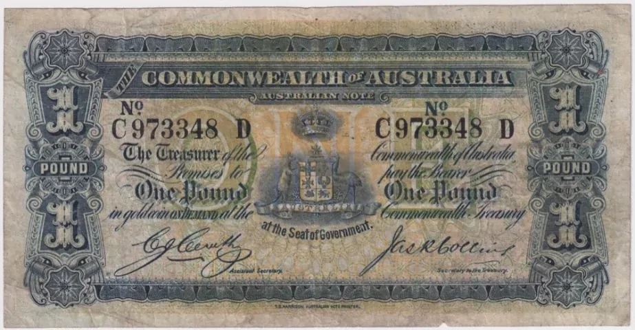 1918 One Pound Cerutty / Collins R21 about Fine product image