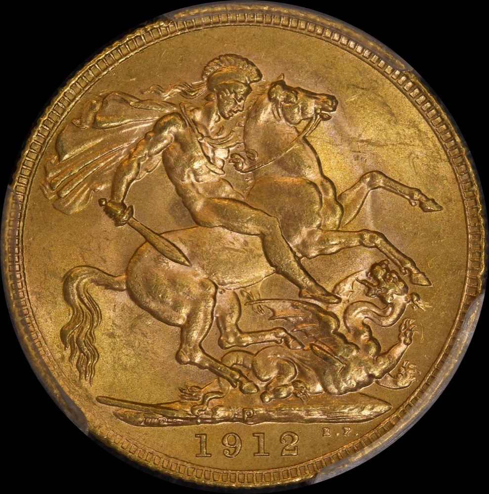 1912 Perth George V Large Head Sovereign Choice Unc (MS63) product image