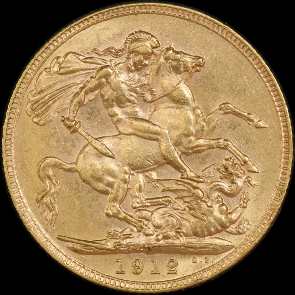 1912 Perth George V Large Head Sovereign good EF product image