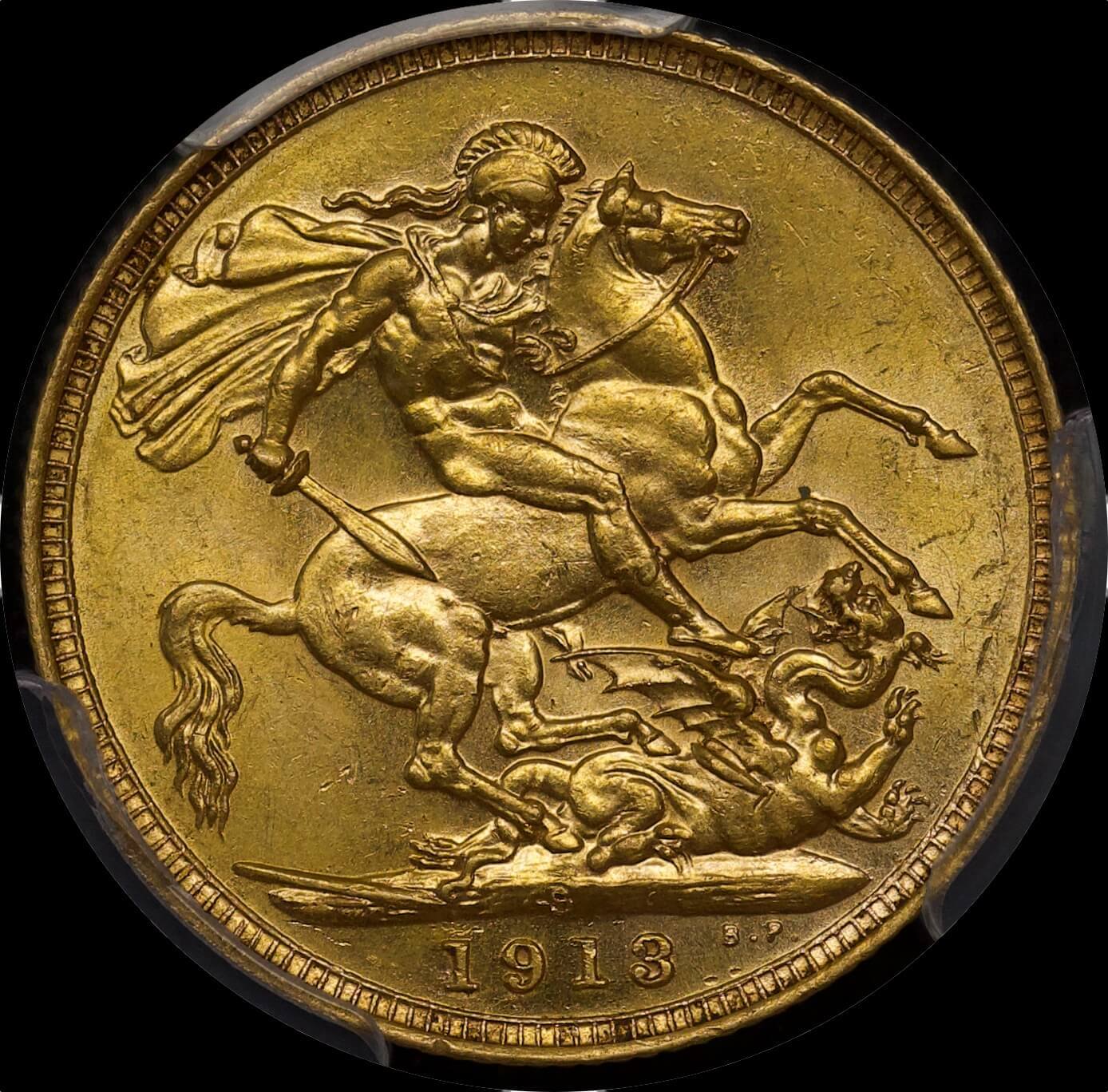1913 Sydney George V Large Head Sovereign PCGS AU58 product image