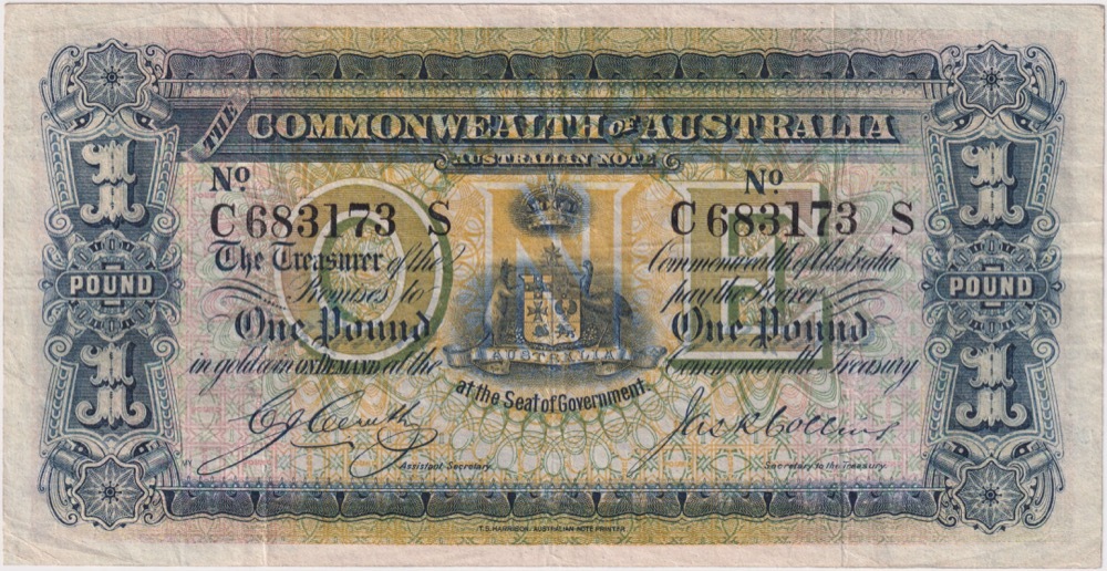 1918 One Pound Cerutty/Collins R21 Very Fine product image