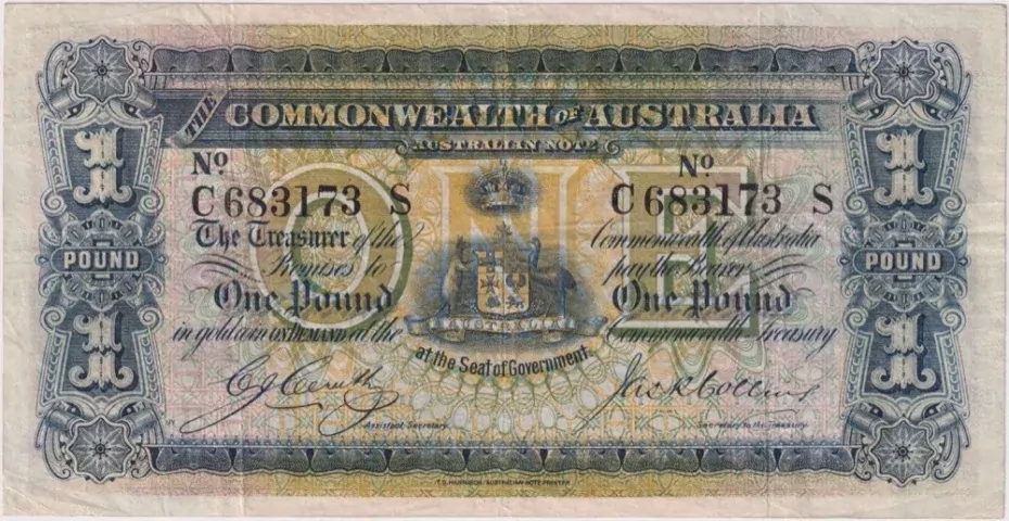 1918 One Pound Cerutty/Collins R21 Very Fine product image