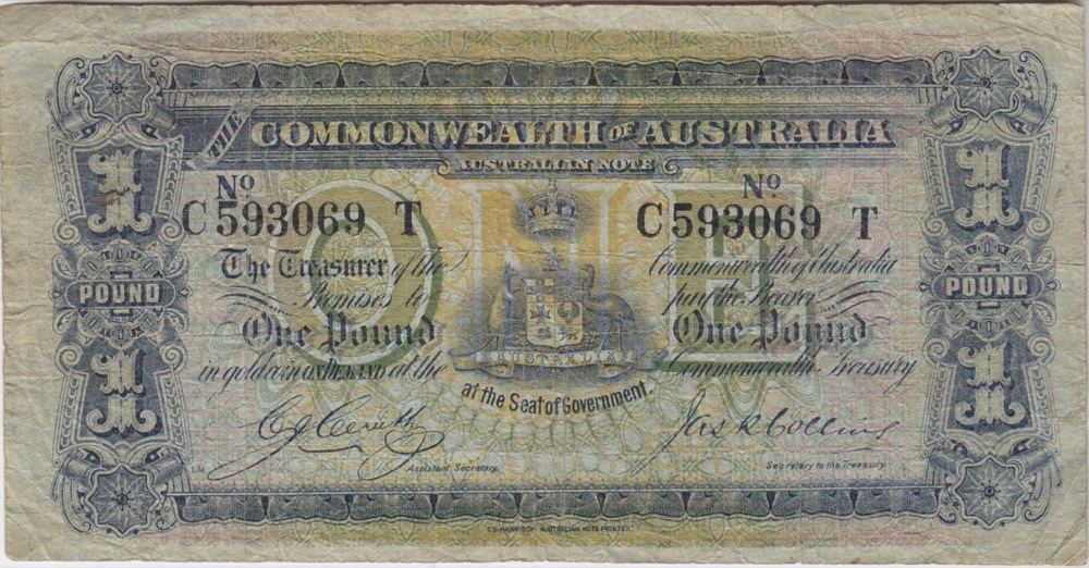 1918 One Pound Cerutty/Collins R21 Very Good product image