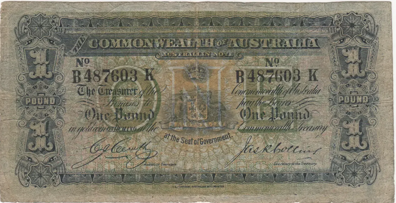 1918 One Pound Cerutty/Collins R21 Very Good product image