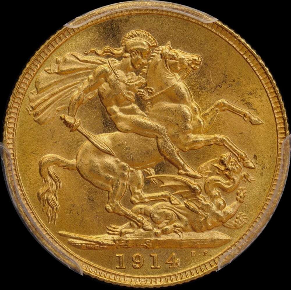 1914 Sydney George V Large Head Sovereign Gem Unc (PCGS MS65) product image