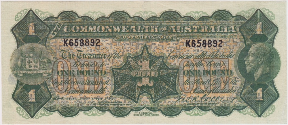 1923 One Pound Miller/Collins R22aL Extremely Fine product image