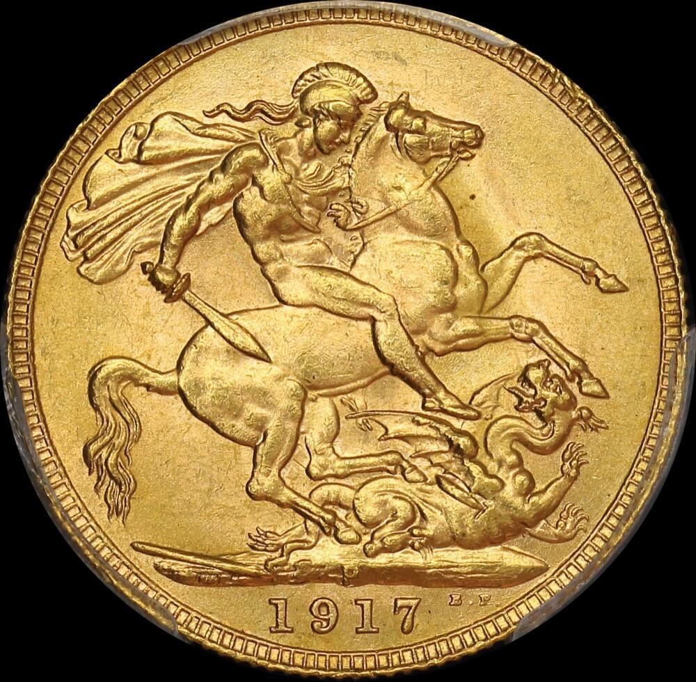 1917 Perth George V Large Head Sovereign Choice Unc (PCGS MS63) product image