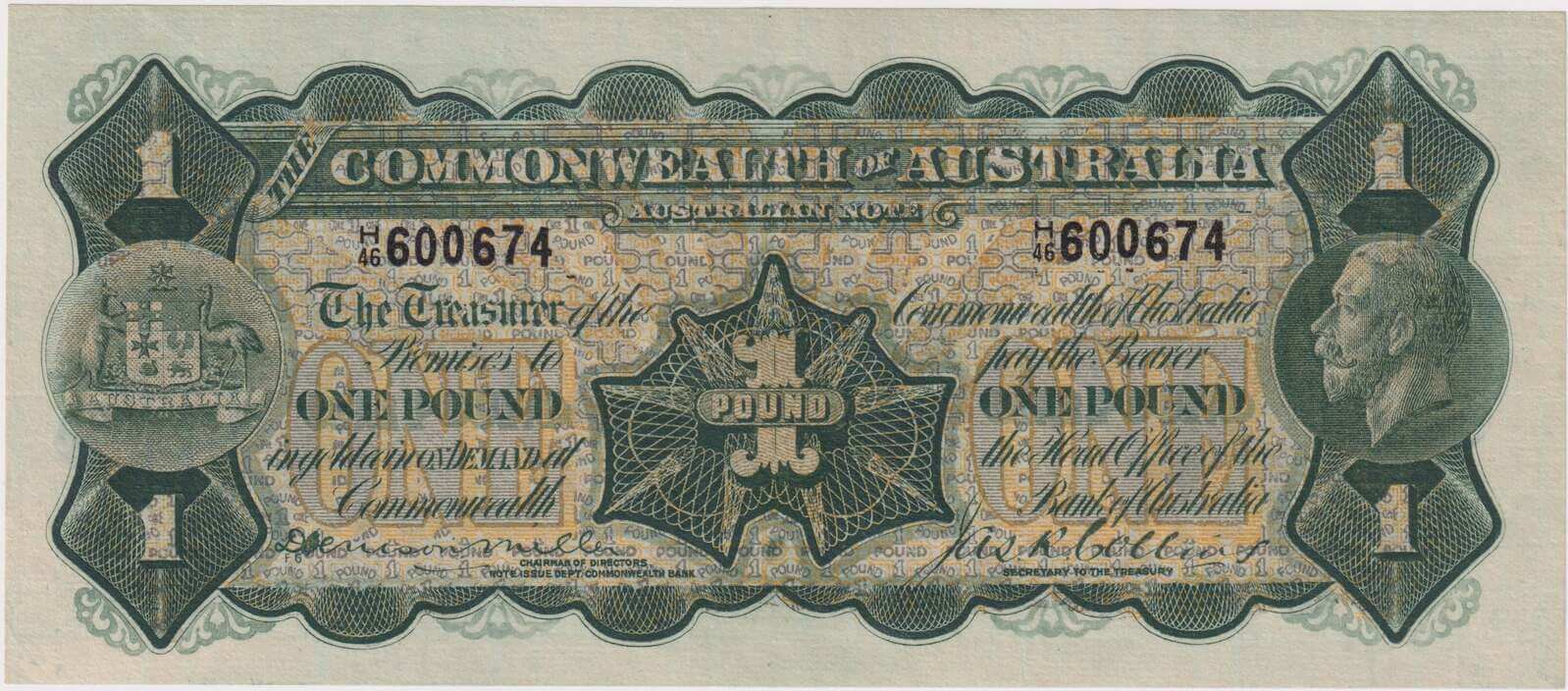 1923 One Pound Miller/Collins R23B Extremely Fine product image