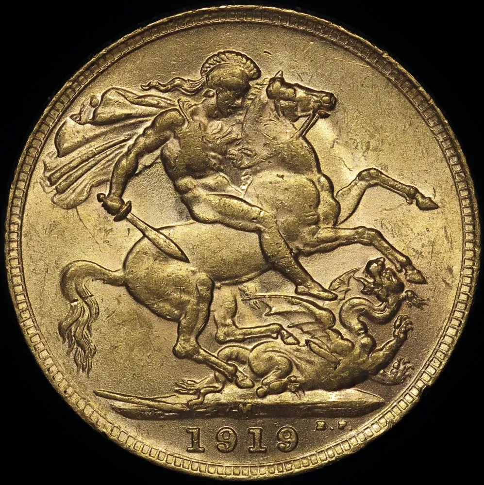 1919 Melbourne George V Large Head Sovereign good EF product image