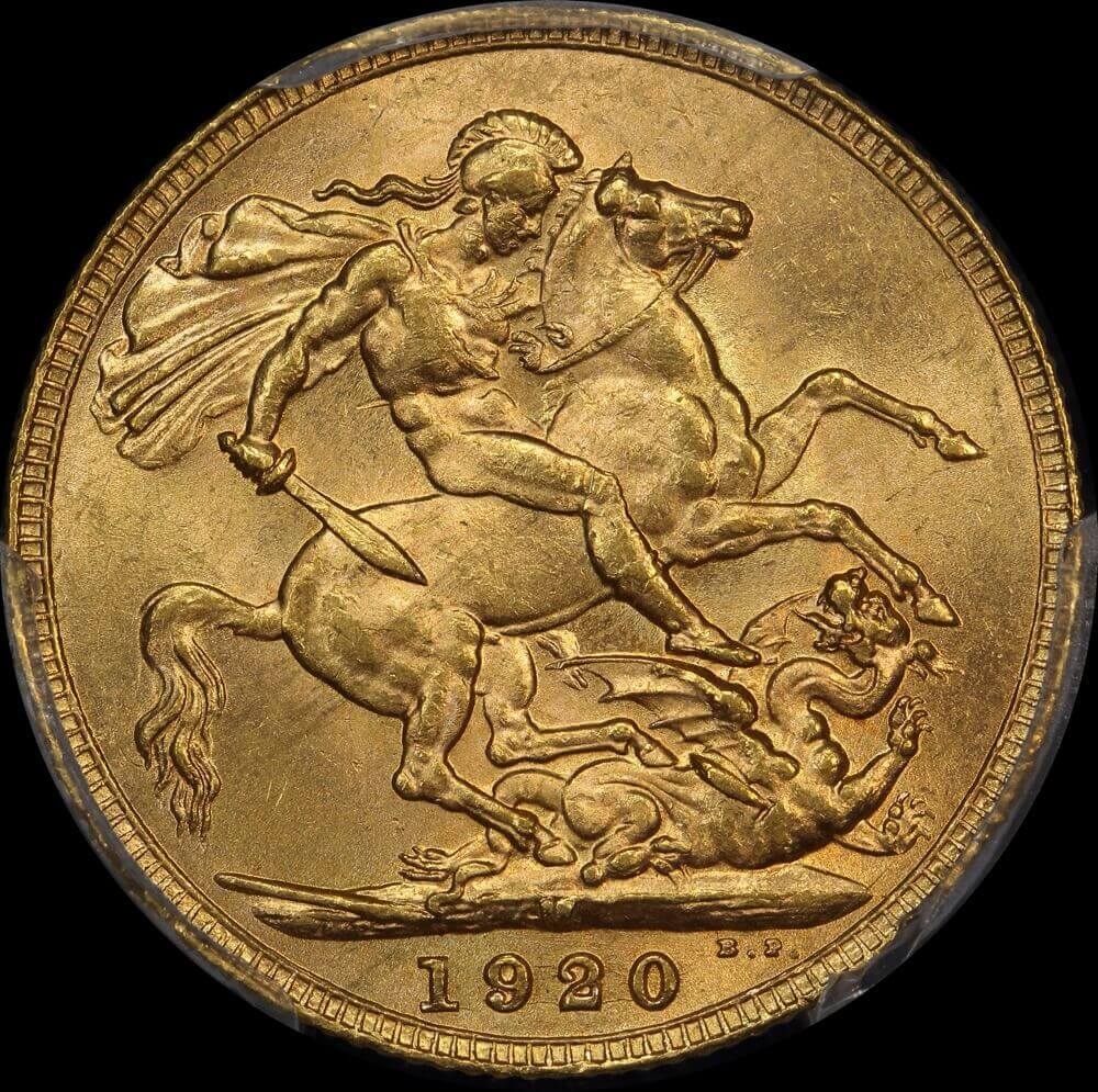 1920 Melbourne George V Large Head Sovereign Unc (PCGS MS62) product image