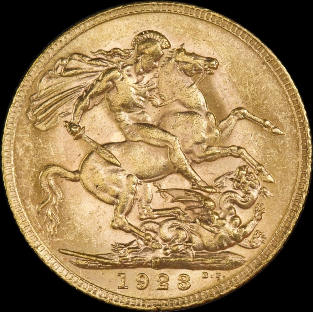 1923 Perth George V Large Head Sovereign good EF product image