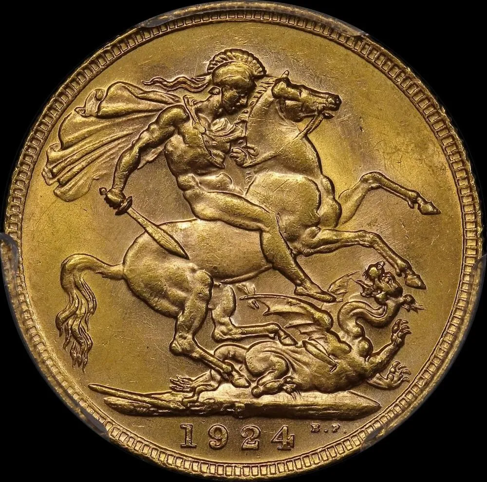 1924 Perth George V Large Head Sovereign Unc (PCGS MS62) product image