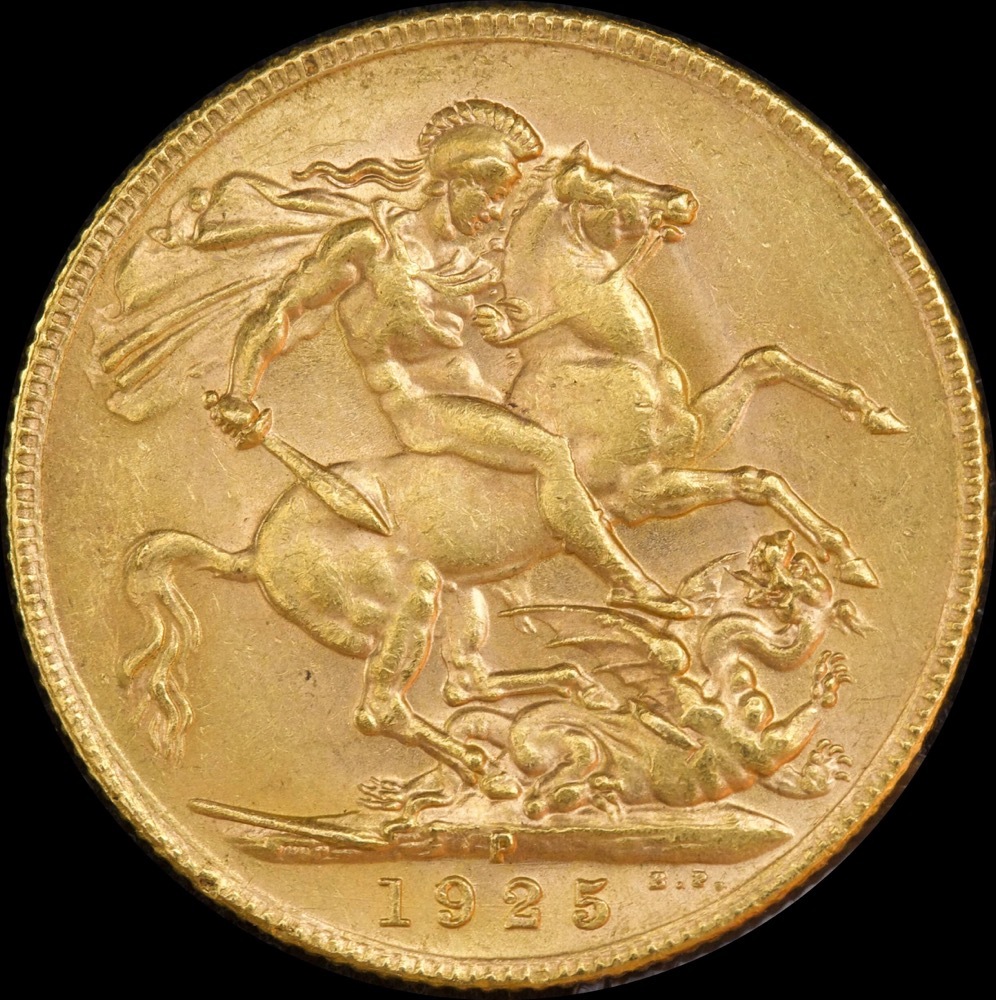 1925 Perth George V Large Head Sovereign about Unc product image